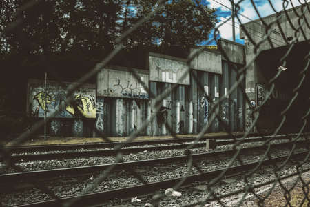 Fence by the subway in Amsterdam Southの写真素材