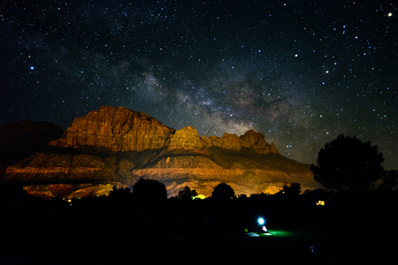Milky Way over Zion National Parkの写真素材