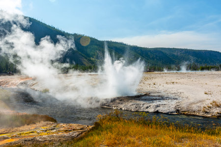 Eruption in Yellowstoneの写真素材