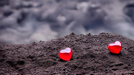 Heart shaped gemstones romantic wallpaperの写真素材