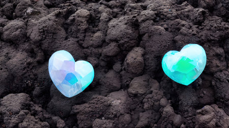 Heart shaped gemstones romantic wallpaperの写真素材