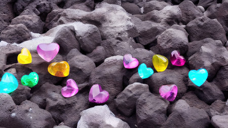 Heart shaped gemstones romantic wallpaperの写真素材