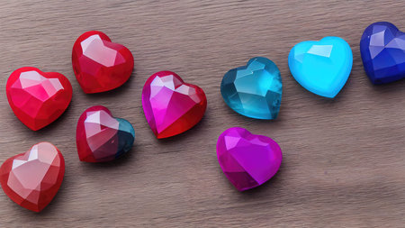 Heart shaped gemstones romantic wallpaper