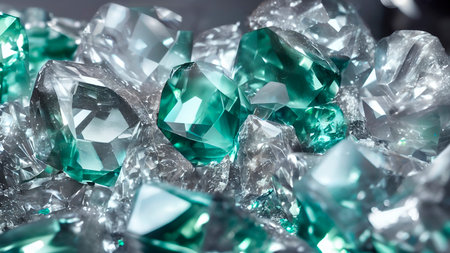 Colorful shiny crystals wallpaper, 3D renderingの写真素材