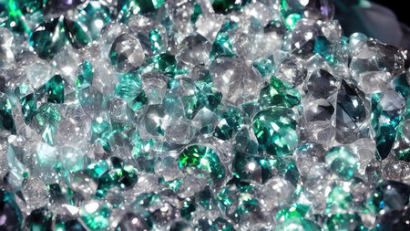 Colorful shiny crystals wallpaper, 3D renderingの写真素材