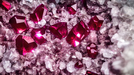 Colorful shiny crystals wallpaper, 3D renderingの写真素材