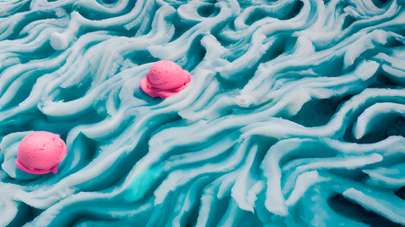 Frozen waves wallpaper 3D illustrationの写真素材