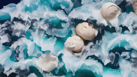 Ice cream and ice wallpaper 3D illustrationの写真素材
