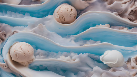 Ice cream and ice wallpaper 3D illustrationの写真素材