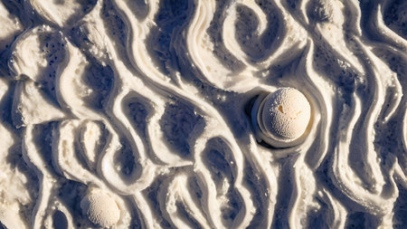 Ice cream and ice wallpaper 3D illustrationの写真素材