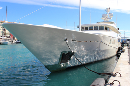 Beautiful and luxurious yacht in the port of Niceの写真素材