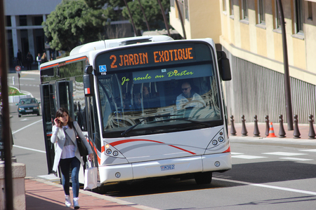 Monte-Carlo, Monaco - March 9, 2016: Modern City Bus Van Hool New A330 on Avenue d'Ostende in Monte-Carlo, Monaco in the south of Franceのeditorial素材