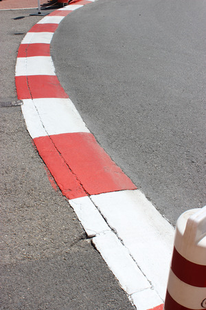 Texture of Motor Race Asphalt and Curb on Monaco Montecarlo Grand Prix Street Circuitの写真素材
