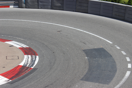 Texture of Motor Race Asphalt and Curb on Monaco Montecarlo Grand Prix Street Circuitの写真素材