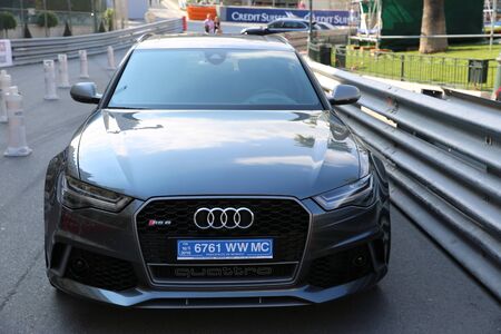 Monte-Carlo, Monaco - May 17, 2016:  Luxury Gray Sport Car Audi RS 6 Quattro Parked in Front of the Monte-Carlo Casino in Monacoのeditorial素材