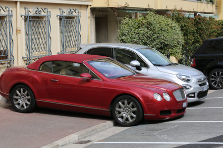 Monte-Carlo, Monaco - May 28, 2016: British Luxury Car Bentley Continental GTC Badly Parked on the...