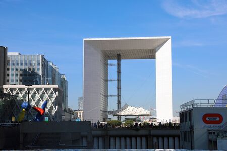 Paris, France - October 16, 2018: The Defense Business District, Parvis de la Defense, The Grande Arche De La Defense, Skyscrapers, Paris, France, Europeのeditorial素材