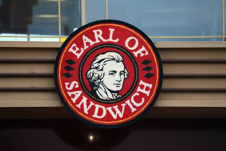Chessy, France - October 14, 2018: Earl Of Sandwich Sign In Disney Village Located In Chessy Near Paris, France. Earl Of Sandwich Is A Restaurant Franchise Based In Orlando, Florida, United Statesのeditorial素材