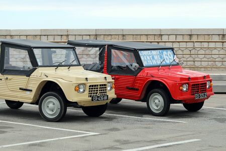 Nice, France - May 21, 2019: Two Citroen Mehari (Front View), French Retro Cars Parked In A Parking Lot In Nice On The French Rivieraのeditorial素材
