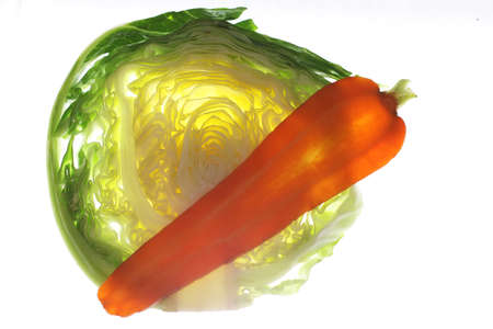 cabbage and carrot close-upの写真素材