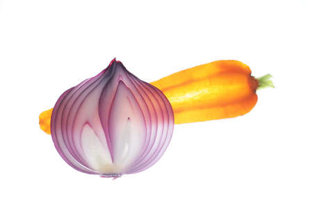 Onion and carrot close upの写真素材