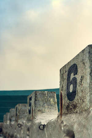 Diving blocks at sea bathsの写真素材