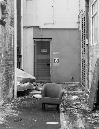 Lonely chair in alleywayのeditorial素材