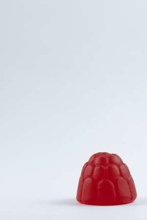 Raspberry at bottom right (portrait layout) on white backgroundの写真素材