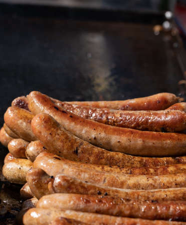 Closeup image of cooked sausages at an Australian election barbecue fund raiserの写真素材