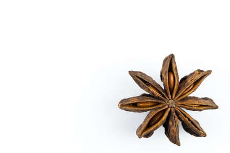 Close up of star anise on a white background