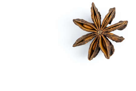 Close up of star anise on a white backgroundの写真素材