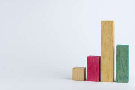 Close up image of colored wooden blocks as a graphの写真素材