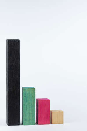 Close up image of colored wooden blocks as a graphの写真素材