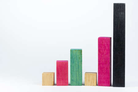 Close up image of colored wooden blocks as a graphの写真素材