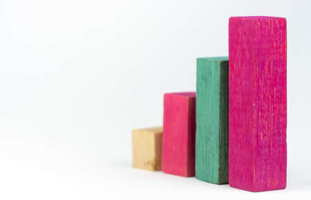 Close up image of colored wooden blocks as a graphの写真素材