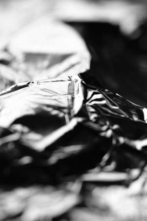 Macro, abstract  image of wrinkled aluminium foil packagingの写真素材