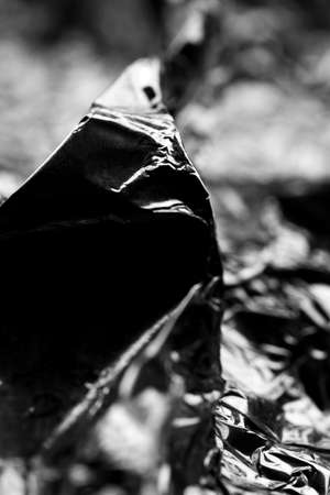 Macro, abstract  image of wrinkled aluminium foil packagingの写真素材