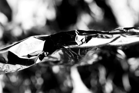 Macro, abstract  image of wrinkled aluminium foil packagingの写真素材
