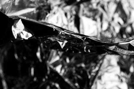 Macro, abstract  image of wrinkled aluminium foil packagingの写真素材