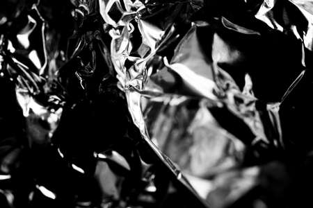 Macro, abstract  image of wrinkled aluminium foil packagingの写真素材