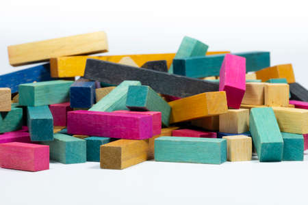 Vintage Set of Cuisenaire Rods Stacked in random pile against a white backgroundの写真素材