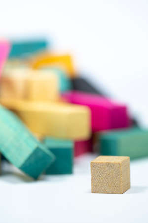 Vintage Set of Cuisenaire Rods Stacked in random pile against a white backgroundの写真素材