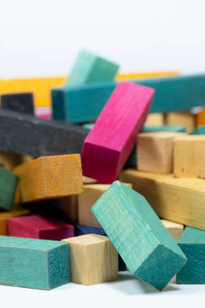 Vintage Set of Cuisenaire Rods Stacked in random pile against a white backgroundの写真素材