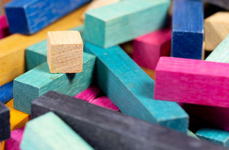 Vintage Set of Cuisenaire Rods Stacked in random pile against a white backgroundの写真素材