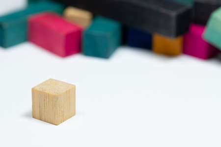 Vintage Set of Cuisenaire Rods Stacked in random pile against a white backgroundの写真素材