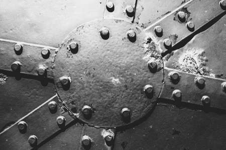 Close up of the bolts of a hatch at a historic military fortの写真素材