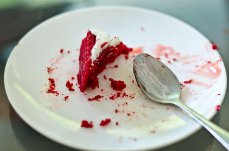 Eaten strawbrry cakeの写真素材