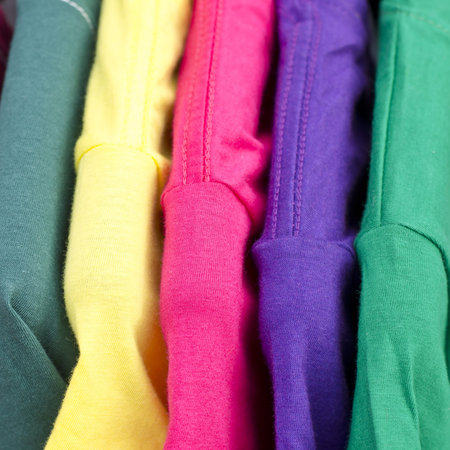 Close-up of colorful clothing, abstract striped background 