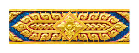 Golden Thai decorative pattern isolated on white backgroundの写真素材