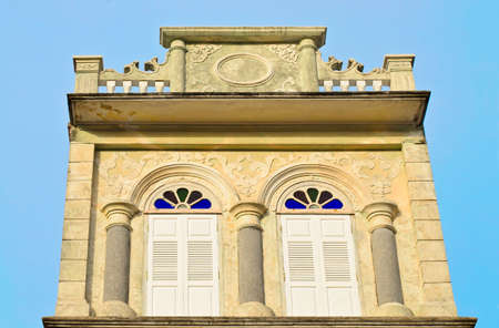 old window on old buildingの写真素材